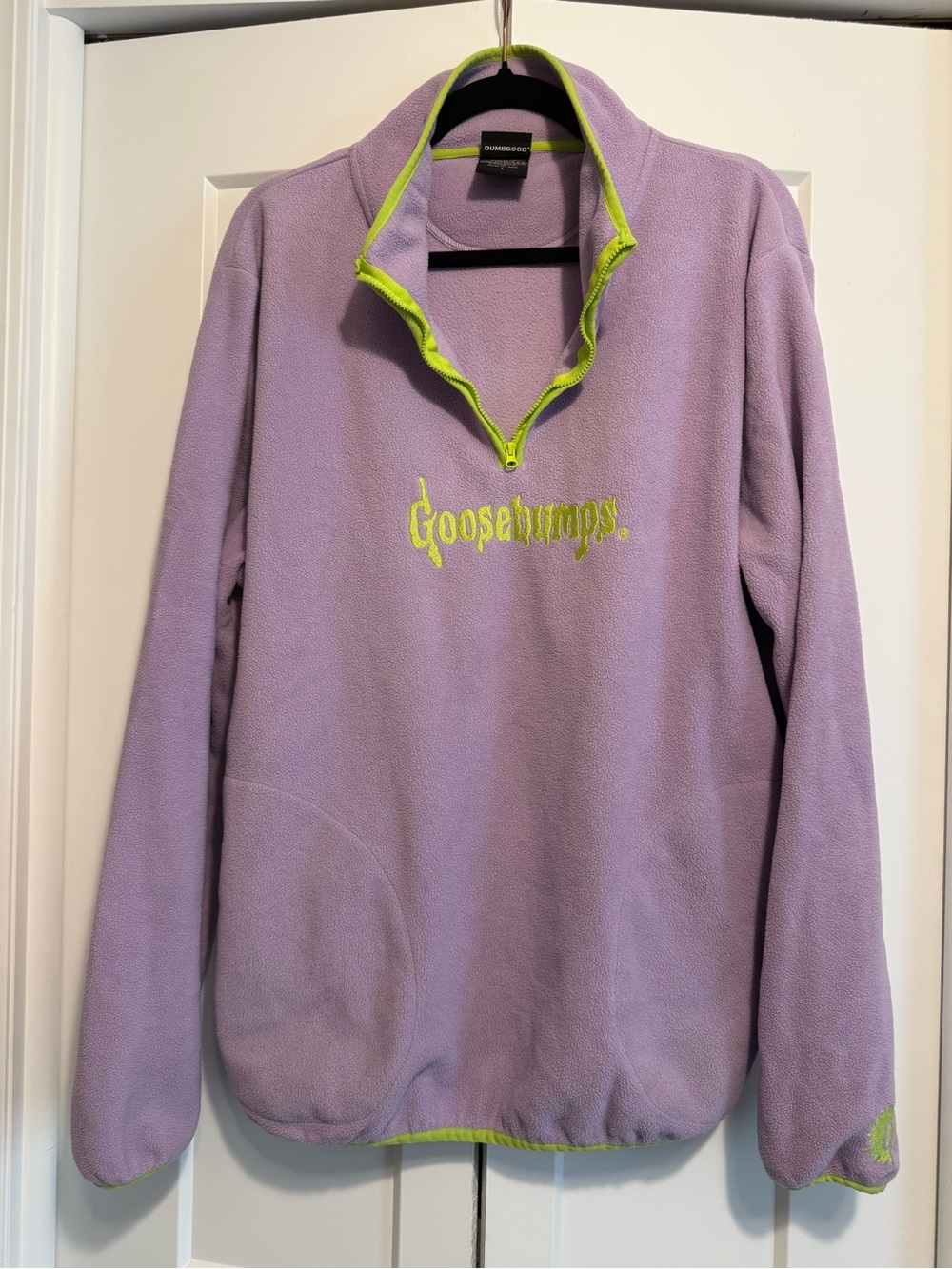 Goosebumps Lavender Fleece Quarter-Zip with Neon Green Trim